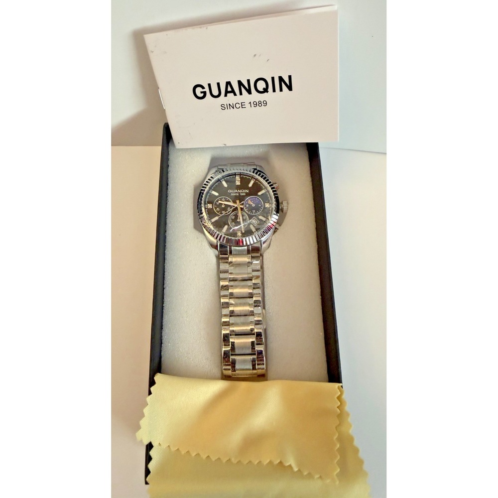 QUANQIN Mens Stainless Steel Watch NEW Quartz